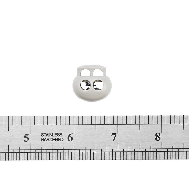 DYZD Plastic Cord Lock End Toggle Double Hole Spring Stopper Fastener Slider Toggles End (White 10PCS) - Image 4